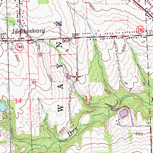 Topographic Map of Holly Oaks Farm, OH