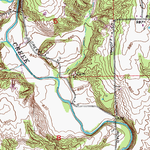 Topographic Map of Indian Creek Baptist Cemetery, OH