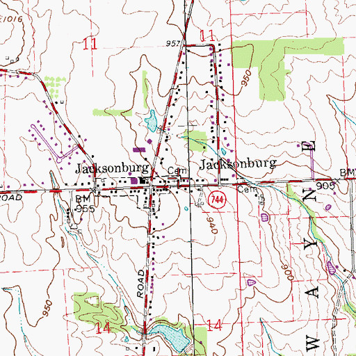 Topographic Map of Jacksonburg Cemetery, OH