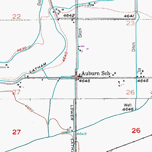 Topographic Map of Auburn School (historical), CO