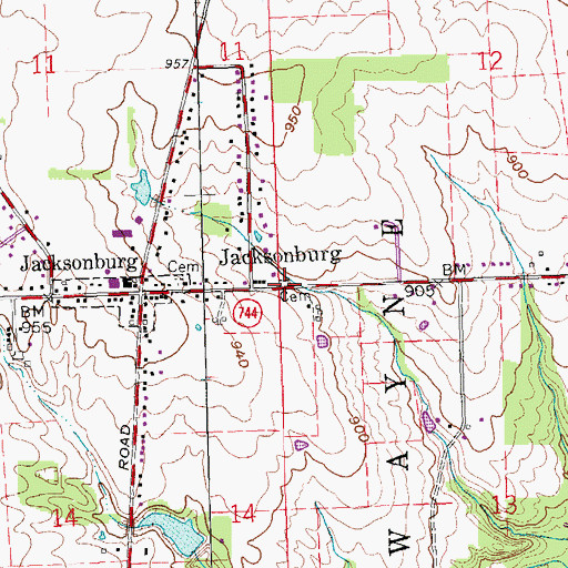 Topographic Map of Old Jacksonburg Cemetery, OH