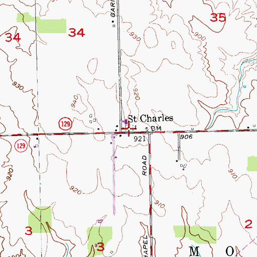 Topographic Map of Saint Charles Cemetery, OH