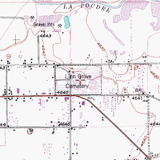 Topographic Map of Linn Grove Cemetery, CO