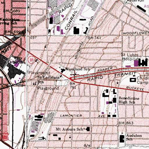 Topographic Map of Calvary Evangelical United Brethren Church, OH