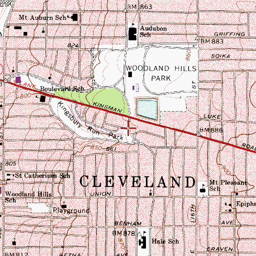 Topographic Map of Church of Christ, OH