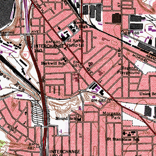 Topographic Map of Cleveland Central Catholic School-Broadway Campus, OH