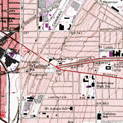 Topographic Map of East End Neighborhood House, OH
