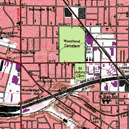 Topographic Map of Cleveland Division of Fire - Station 9, OH