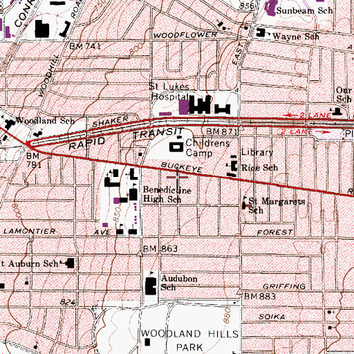 Topographic Map of Hungarian Bethany Church, OH