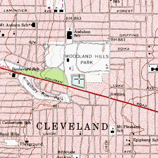 Topographic Map of Kinsman Reservoir, OH