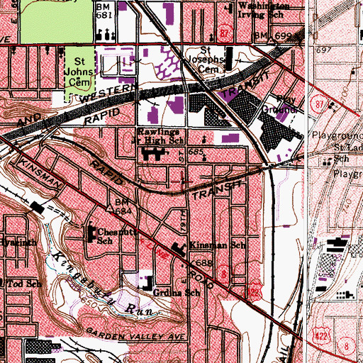 Topographic Map of New Hope School, OH