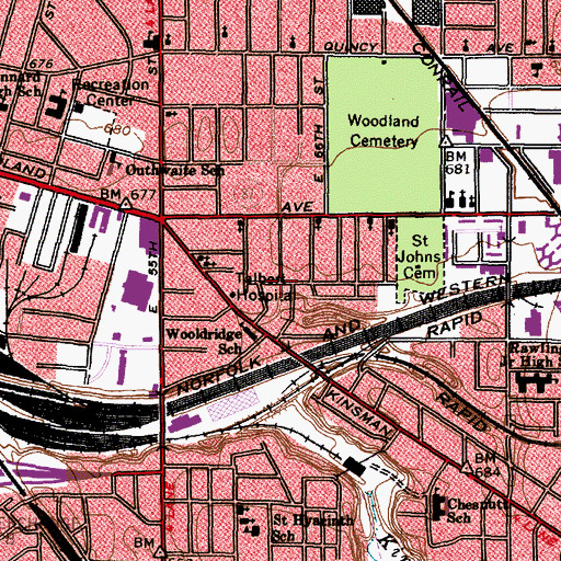 Topographic Map of Peace Baptist Church, OH