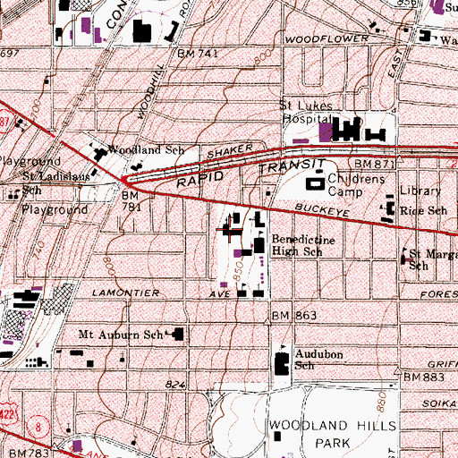 Topographic Map of Saint Andrews Abbey, OH