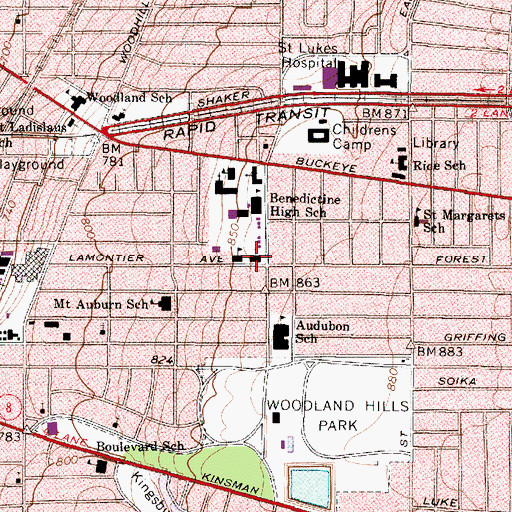 Topographic Map of Saint Benedicts Roman Catholic Church, OH