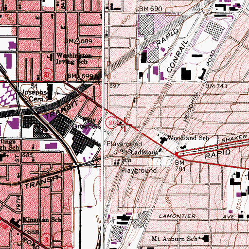 Topographic Map of Saint Elizabeths Hall, OH