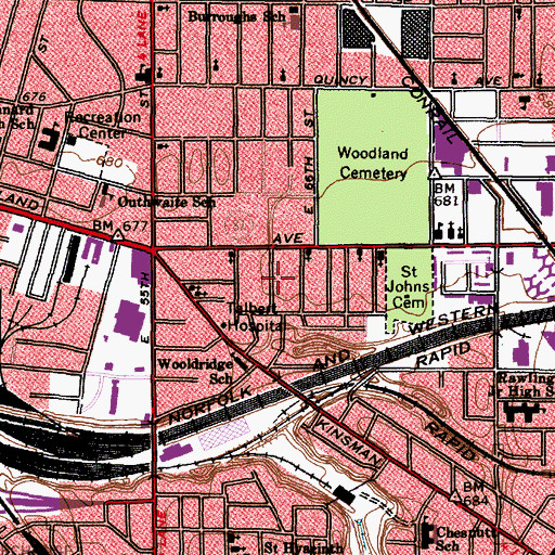 Topographic Map of Stewarts Christian Methodist Episcopal Church, OH
