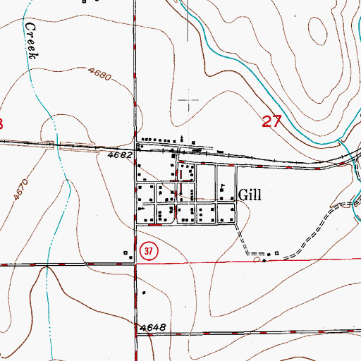Topographic Map of Gill, CO
