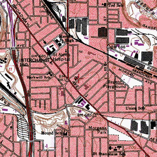 Topographic Map of Willow Post Office, OH