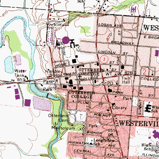 Topographic Map of Carnegie Library, OH