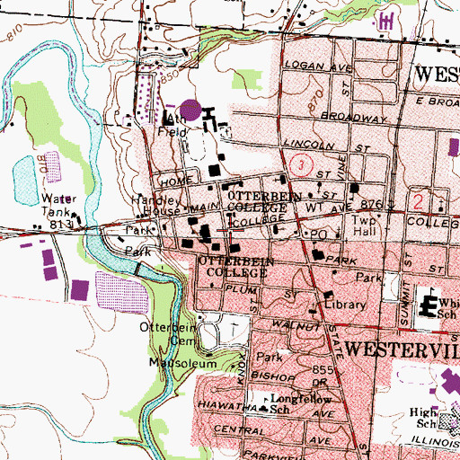 Topographic Map of Eva Glen Dora Lambert Memorial Music and Art Hall, OH