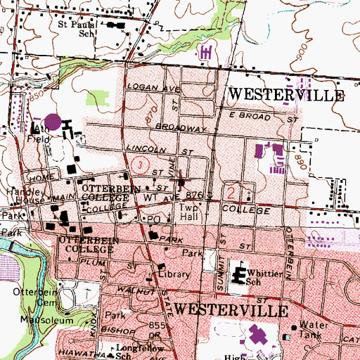 Topographic Map of Vine Street Public School (historical), OH