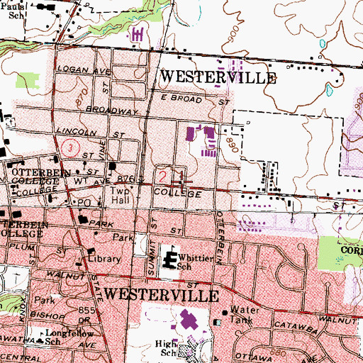 Topographic Map of Wesleyan Methodist Church, OH