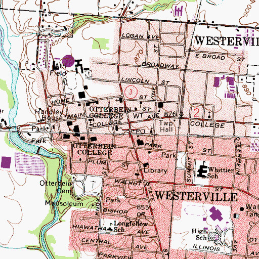 Topographic Map of Westerville Municipal Building, OH