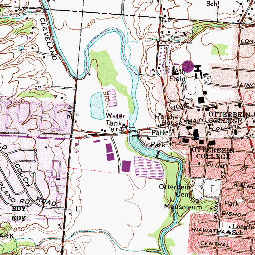 Topographic Map of Westerville Water Works, OH