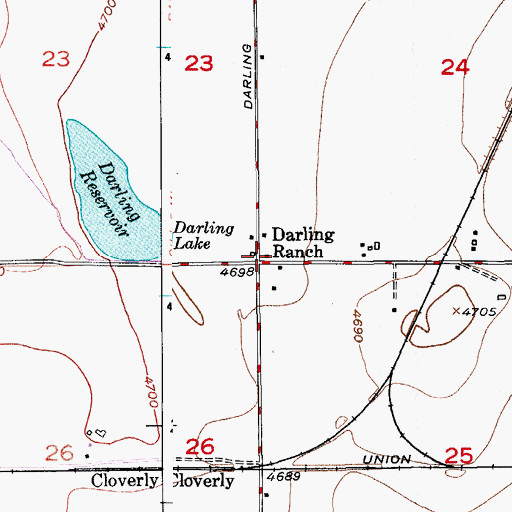 Topographic Map of Darling Ranch, CO
