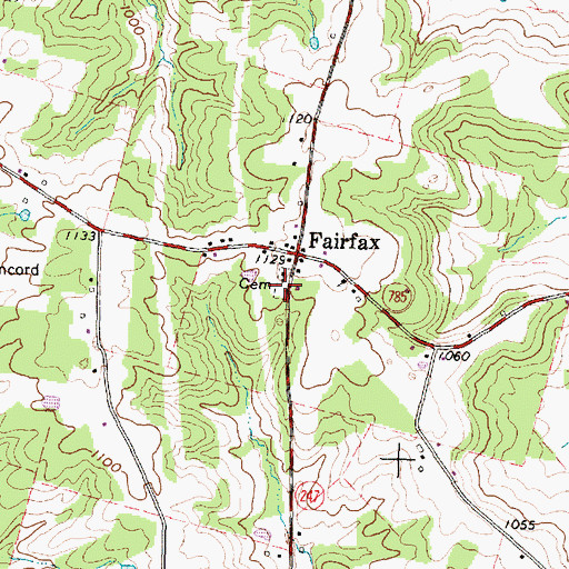Topographic Map of Fairfax Cemetery, OH