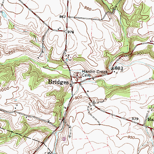 Topographic Map of Hardin Creek Cemetery, OH