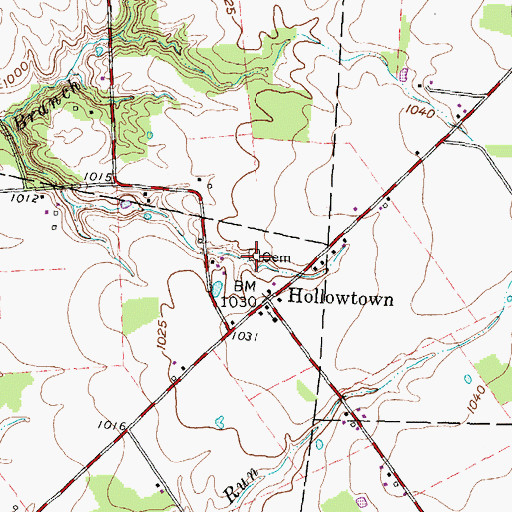 Topographic Map of Hollowtown Cemetery, OH