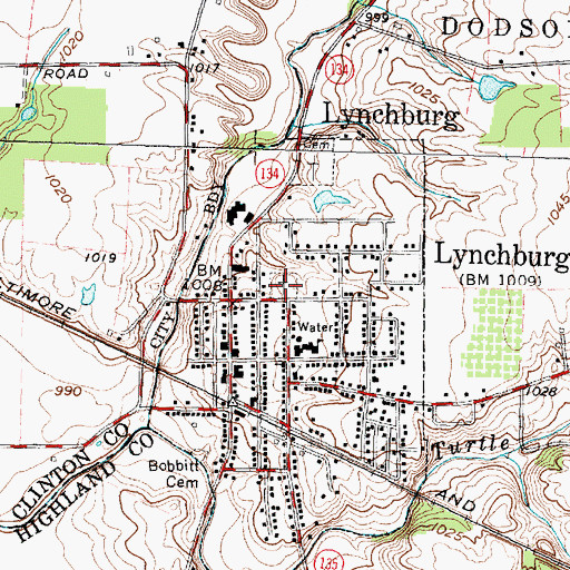 Topographic Map of Independent Order of Oddfellows Cemetery, OH