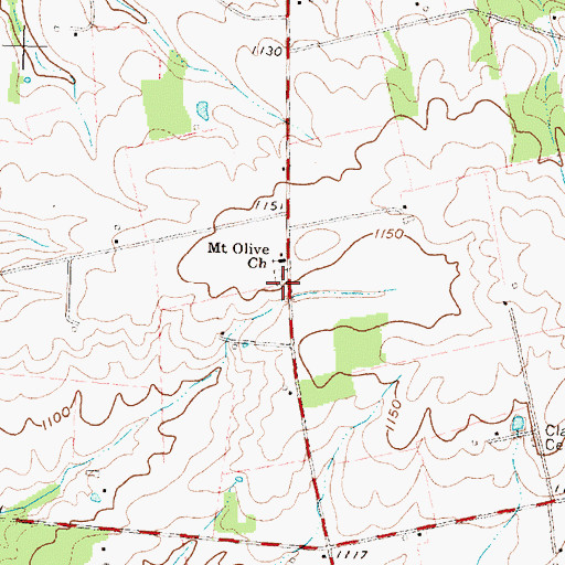 Topographic Map of Mount Olive Cemetery, OH