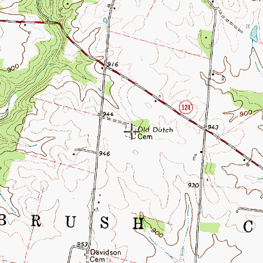 Topographic Map of Old Dutch Cemetery, OH