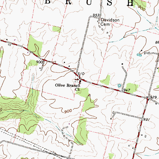Topographic Map of Olive Branch Cemetery, OH