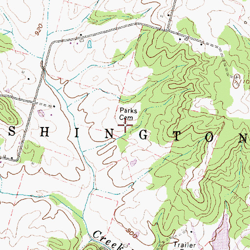 Topographic Map of Parks Cemetery, OH