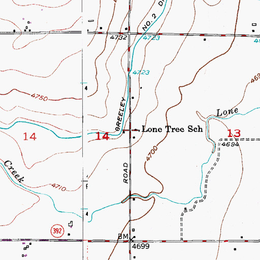 Topographic Map of Lone Tree School (historical), CO