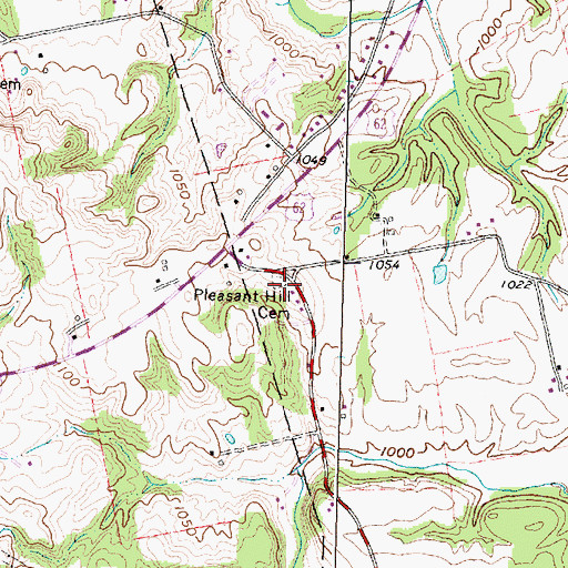 Topographic Map of Pleasant Hill Cemetery, OH