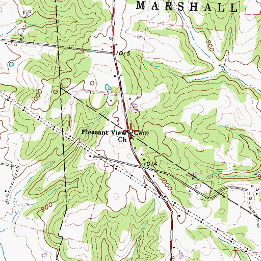 Topographic Map of Pleasant View Cemetery, OH