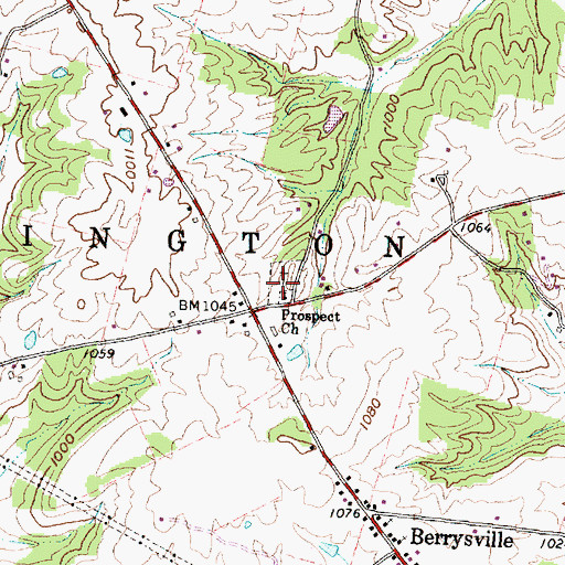 Topographic Map of Prospect Cemetery, OH