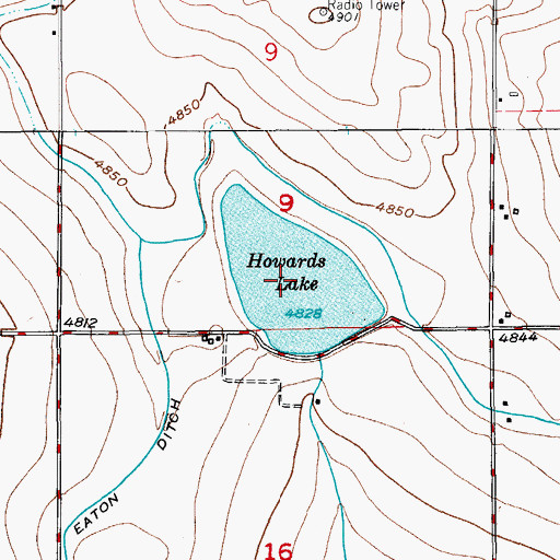 Topographic Map of Howards Lake, CO