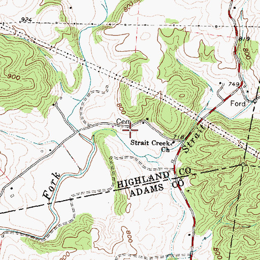 Topographic Map of Strait Creek Cemetery, OH