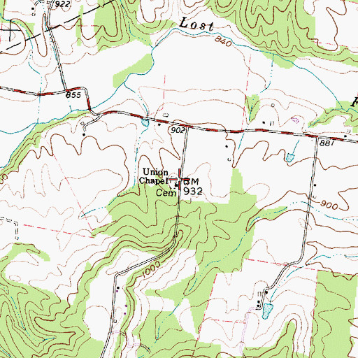Topographic Map of Union Chapel Cemetery, OH