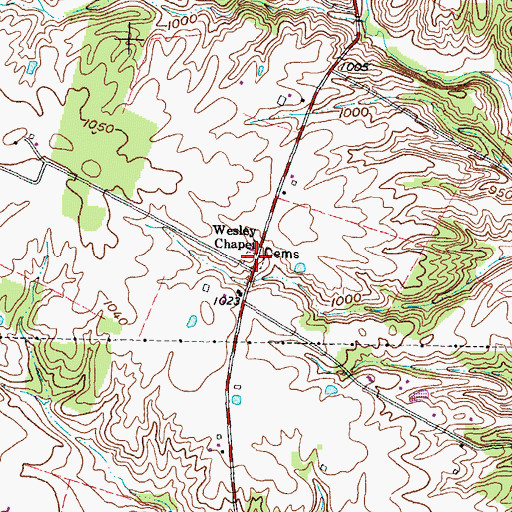 Topographic Map of Wesley Chapel Cemetery, OH