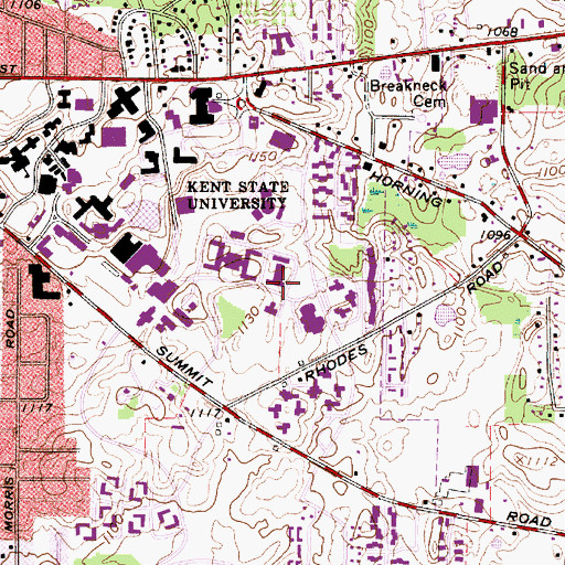 Topographic Map of Beall Hall, OH