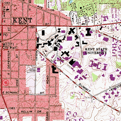 Topographic Map of Bowman Hall, OH