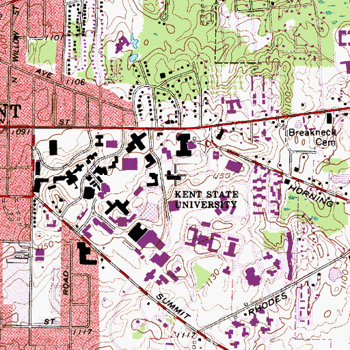 Topographic Map of Dunbar Hall, OH