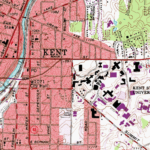 Topographic Map of Franklin Hall, OH