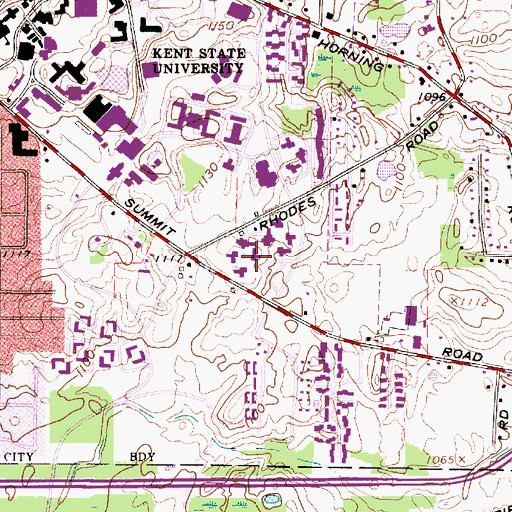 Topographic Map of Humphrey Hall, OH